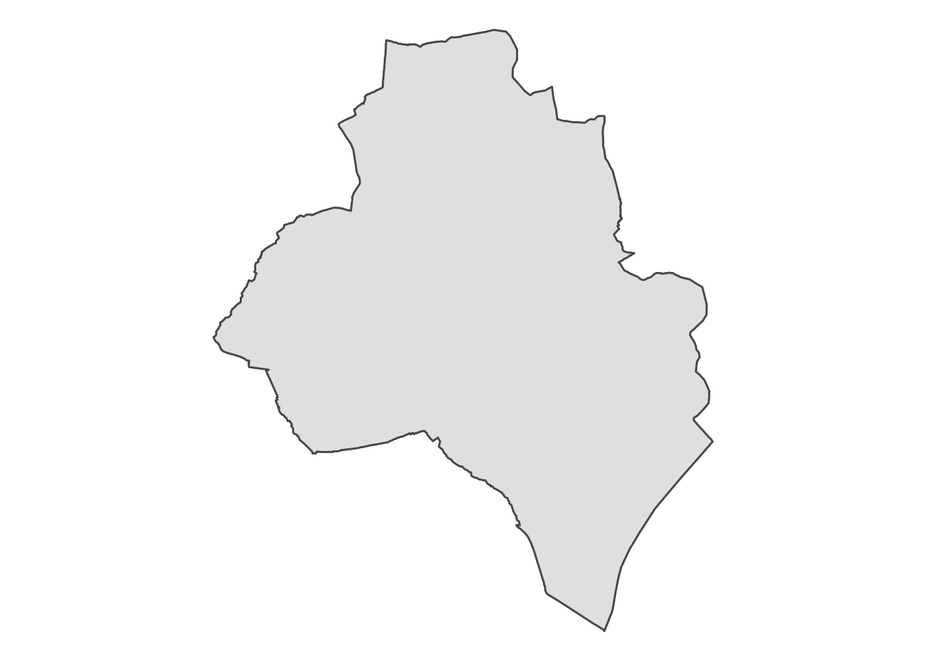 A grey outline of Kampala, shaded light grey.