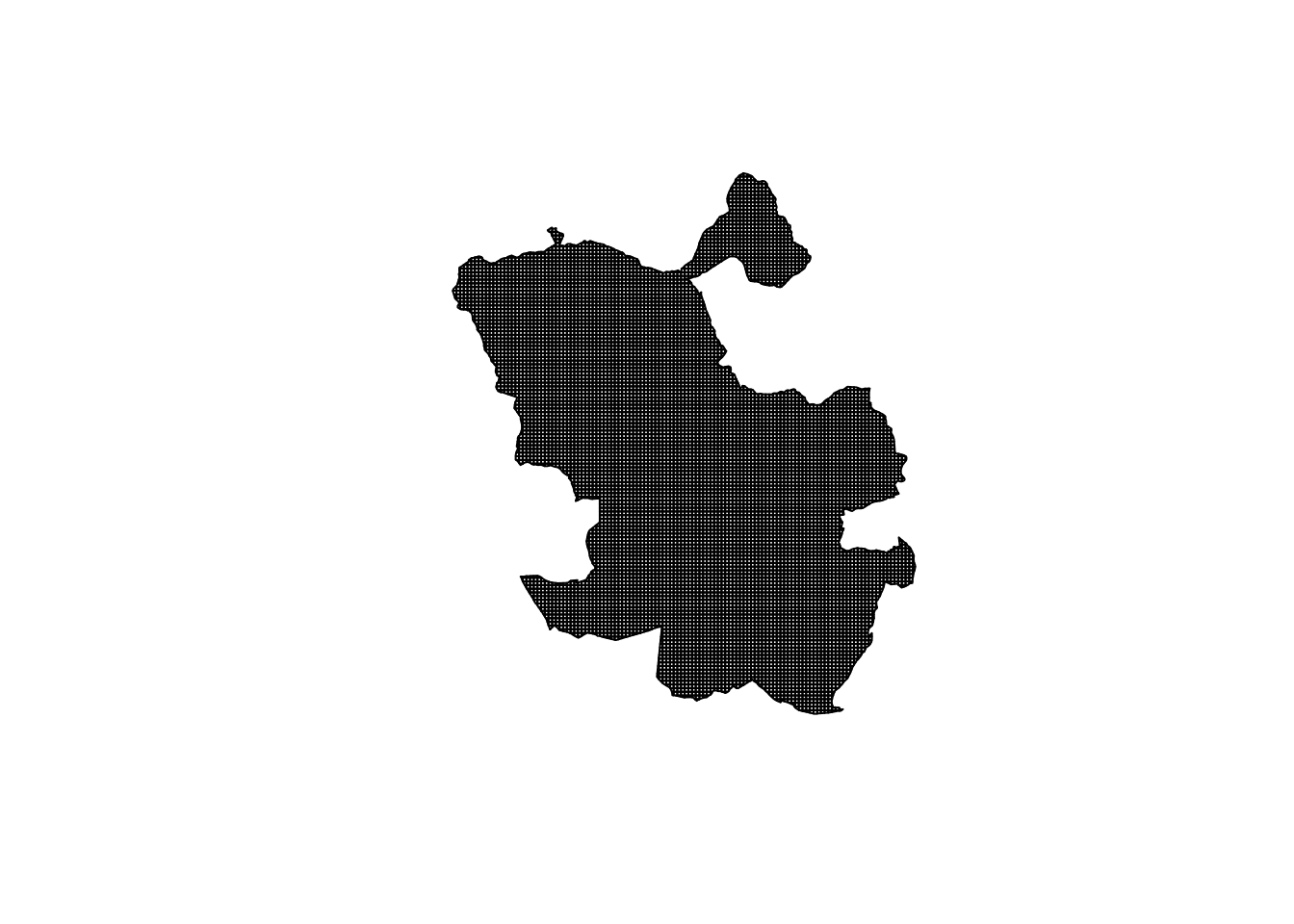 A black, filled shape of Madrid.